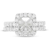 1.65ct 14k White Gold Diamond Semi-mount Ring for 6.5x6mm Center 2-pc Size 7.5