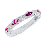 0.33ct Diamond & 0.64ct Ruby 14k White Gold Lady's Ring Size 8.5