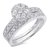 1.25ct 14k White Gold Diamond Cluster Wedding Set Size 6.5