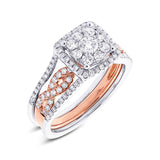 0.86ct 14k Two-tone Rose Gold Diamond Wedding Set Cluster Size 5