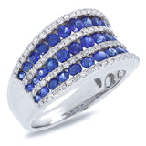 0.48ct Diamond & 1.83ct Blue Sapphire 14k White Gold Ring Size 8.25