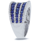 0.48ct Diamond & 1.83ct Blue Sapphire 14k White Gold Ring Size 8.25
