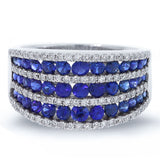 0.48ct Diamond & 1.83ct Blue Sapphire 14k White Gold Ring Size 8.25