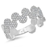0.38ct 14k White Gold Diamond Pave Octagon Ring Size 10