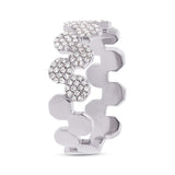 0.38ct 14k White Gold Diamond Pave Octagon Ring Size 10