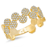 0.38ct 14k Yellow Gold Diamond Pave Octagon Ring Size 10