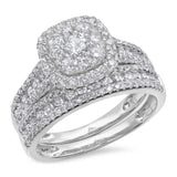 1.45ct 14k White Gold Diamond Wedding Set Cluster Size 7.5
