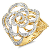 0.23ct 14k Two-tone Gold Diamond Flower Ring Size 7.5