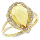0.26ct Diamond & 2.97ct Citrine 14k Yellow Gold Ring Size 8.5