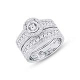 1.40ct 14k White Gold Diamond Semi-mount Ring 2-pc for 1.00ct Center