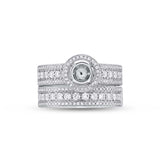 1.40ct 14k White Gold Diamond Semi-mount Ring 2-pc for 1.00ct Center