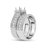 1.40ct 14k White Gold Diamond Semi-mount Ring 2-pc for 1.00ct Center