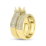 1.40ct 14k Yellow Gold Diamond Semi-mount Ring 2-pc for 1.00ct Center