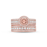 1.40ct 14k Rose Gold Diamond Semi-mount Ring 2-pc for 1.00ct Center