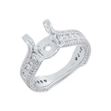 1.90ct 18k White Gold Diamond Semi-mount Ring For 3.00ct Center Size 7.5