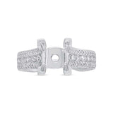1.90ct 18k White Gold Diamond Semi-mount Ring For 3.00ct Center Size 7.5