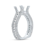 1.90ct 18k White Gold Diamond Semi-mount Ring For 3.00ct Center Size 7.5