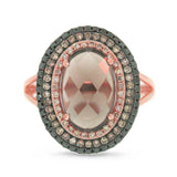 0.60ct White, Champagne & Black Diamond & 2.93ct Smokey Topaz 14k Rose Gold Ring Size 6.5