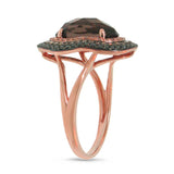 0.60ct White, Champagne & Black Diamond & 2.93ct Smokey Topaz 14k Rose Gold Ring Size 6.5