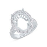 1.18ct 14k White Gold Diamond Semi-mount Ring For 12x16mm Center