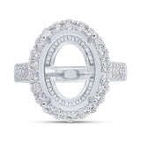 1.18ct 14k White Gold Diamond Semi-mount Ring For 12x16mm Center
