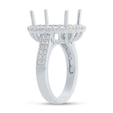 1.18ct 14k White Gold Diamond Semi-mount Ring For 12x16mm Center