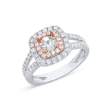 0.73ct 14k Two-Tone Rose Gold Diamond Semi-mount Ring for 5x5mm Center