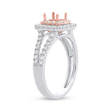 0.73ct 14k Two-Tone Rose Gold Diamond Semi-mount Ring for 5x5mm Center