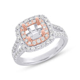 0.91ct 14k Two-Tone Rose Gold Diamond Semi-mount Ring for 6.5x6.5mm Center