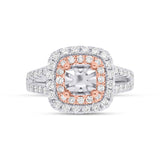 0.91ct 14k Two-Tone Rose Gold Diamond Semi-mount Ring for 6.5x6.5mm Center