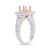 0.91ct 14k Two-Tone Rose Gold Diamond Semi-mount Ring for 6.5x6.5mm Center