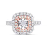 0.73ct 14k Two-Tone Rose Gold Diamond Semi-mount Ring for 6.5x6.5mm Center