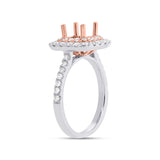 0.73ct 14k Two-Tone Rose Gold Diamond Semi-mount Ring for 6.5x6.5mm Center