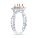 0.94ct 14k Two-Tone Rose Gold Diamond Semi-mount Ring for 5x5mm Center