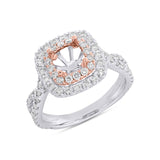 1.20ct 14k Two-Tone Rose Gold Diamond Semi-mount Ring for 5.5x5.5mm Center