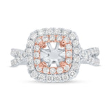 1.20ct 14k Two-Tone Rose Gold Diamond Semi-mount Ring for 5.5x5.5mm Center