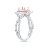 1.20ct 14k Two-Tone Rose Gold Diamond Semi-mount Ring for 5.5x5.5mm Center