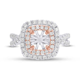 1.24ct 14k Two-Tone Rose Gold Diamond Semi-mount Ring 6.5x6.5mm Center