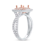 1.24ct 14k Two-Tone Rose Gold Diamond Semi-mount Ring 6.5x6.5mm Center