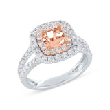 0.95ct 14k Two-Tone Rose Gold Diamond Semi-mount Ring for 5.5x5.5mm Center