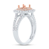0.95ct 14k Two-Tone Rose Gold Diamond Semi-mount Ring for 5.5x5.5mm Center