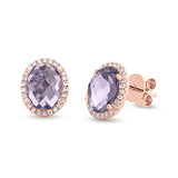 0.14ct Diamond & 2.56ct Amethyst 14k Rose Gold Earring