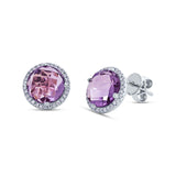 0.16ct Diamond & 3.56ct Amethyst 14k White Gold Earring