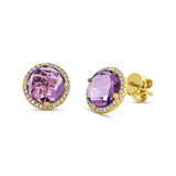 0.16ct Diamond & 3.56ct Amethyst 14k Yellow Gold Earring