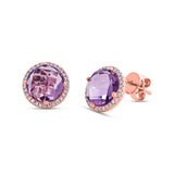 0.16ct Diamond & 3.56ct Amethyst 14k Rose Gold Earring