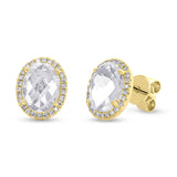 0.14ct Diamond & 3.27ct White Topaz 14k Yellow Gold Earring
