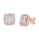1.36ct 18k Rose Gold Diamond Baguette Stud Earring