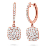 1.20ct 14k Rose Gold Diamond Cluster Earring