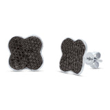 0.58ct 14k White Gold Black Diamond Clover Stud Earring