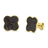0.58ct 14k Yellow Gold Black Diamond Clover Stud Earring